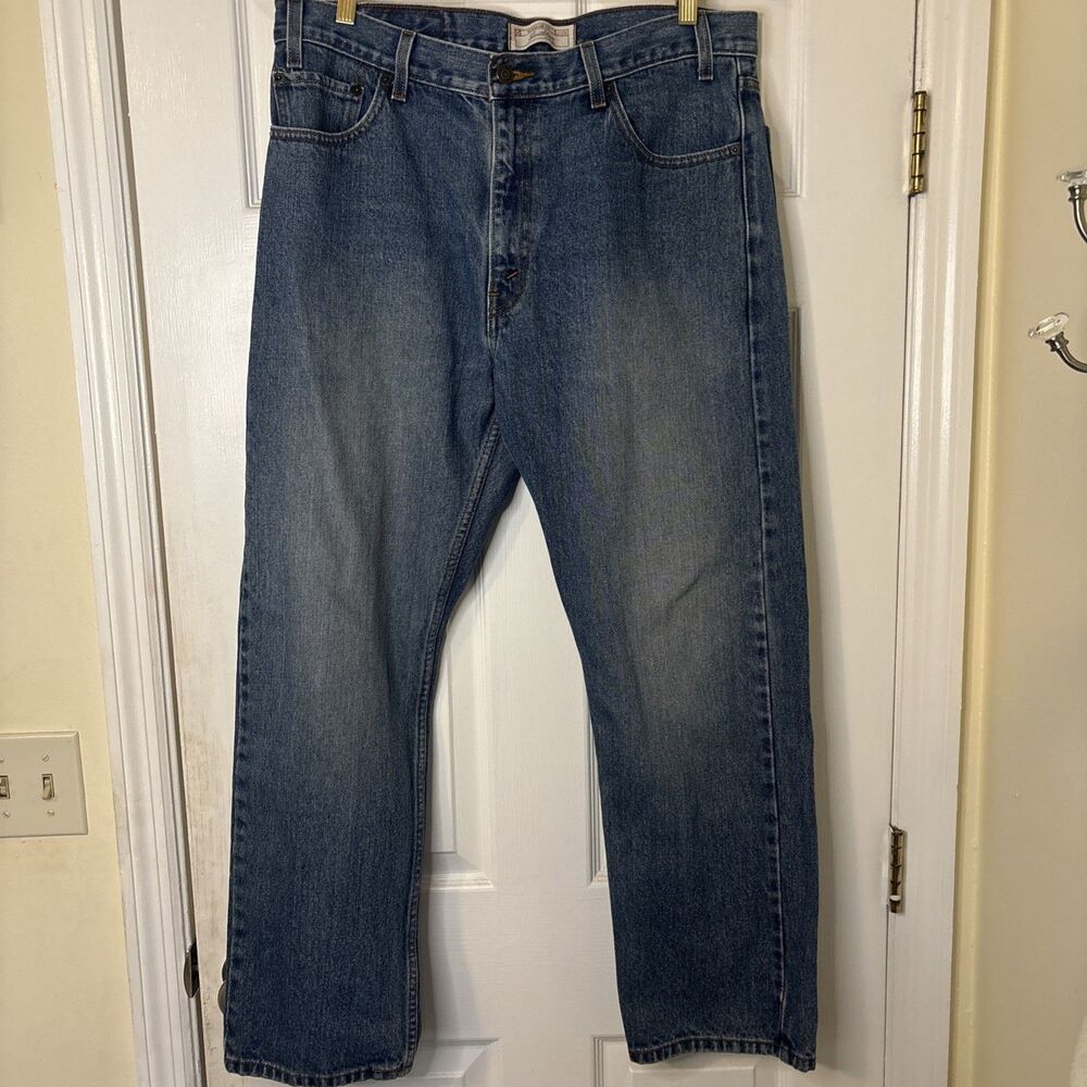 Levi Strauss Signature Mens Regular Fit Straight Leg Jeans Light Wash 36 x 30